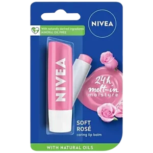 Nivea Soft Rose Lip Balm - 24h Moisture With Natural Oils, Delicate Rose Shine, 4.8 g