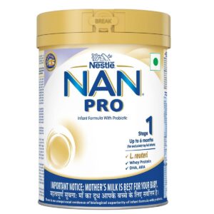 NAN PRO Stage 1 Infant Formula Milk Powder for babies (Up to 6 months) - with Probiotic, 400g Tin with Smartlid.