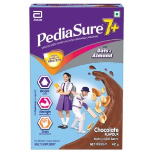 PediaSure 7+ Specialized Nutrition Drink Powder 400 Grams,Premium Chocolate Flavour With Oats & Almonds,For Growing Children,Supports Height Gain,Muscle Strength &Brain Development,1 Count.