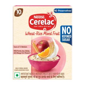 CERELAC Baby Food Cereal | No Refined Sugar | No Preservatives | Wheat Rice Mixed Fruit for 10 to 24 Months Baby.